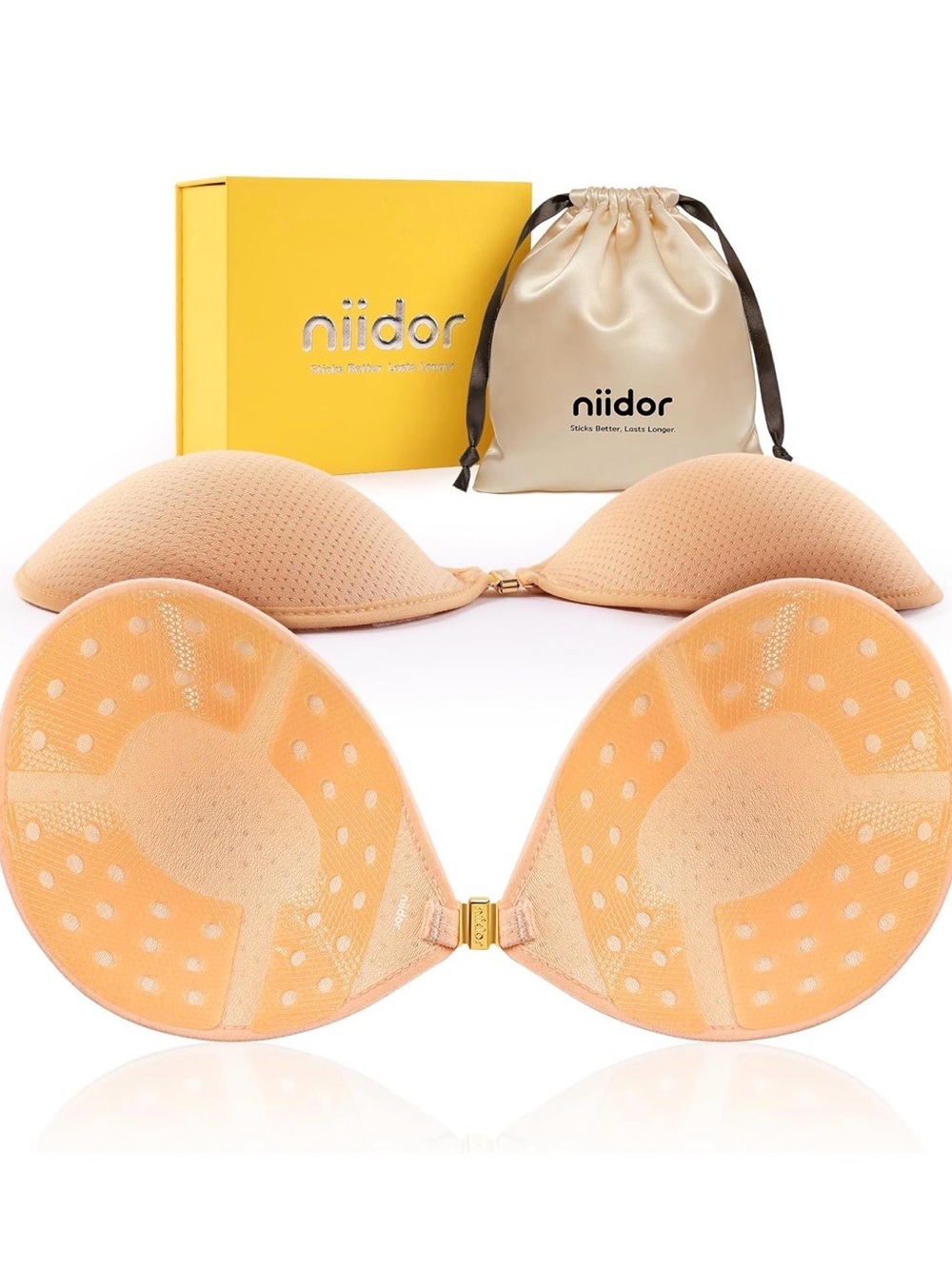 Niidor Adhesive Push-Up Silicone Bra - Nude Peach Cups size B